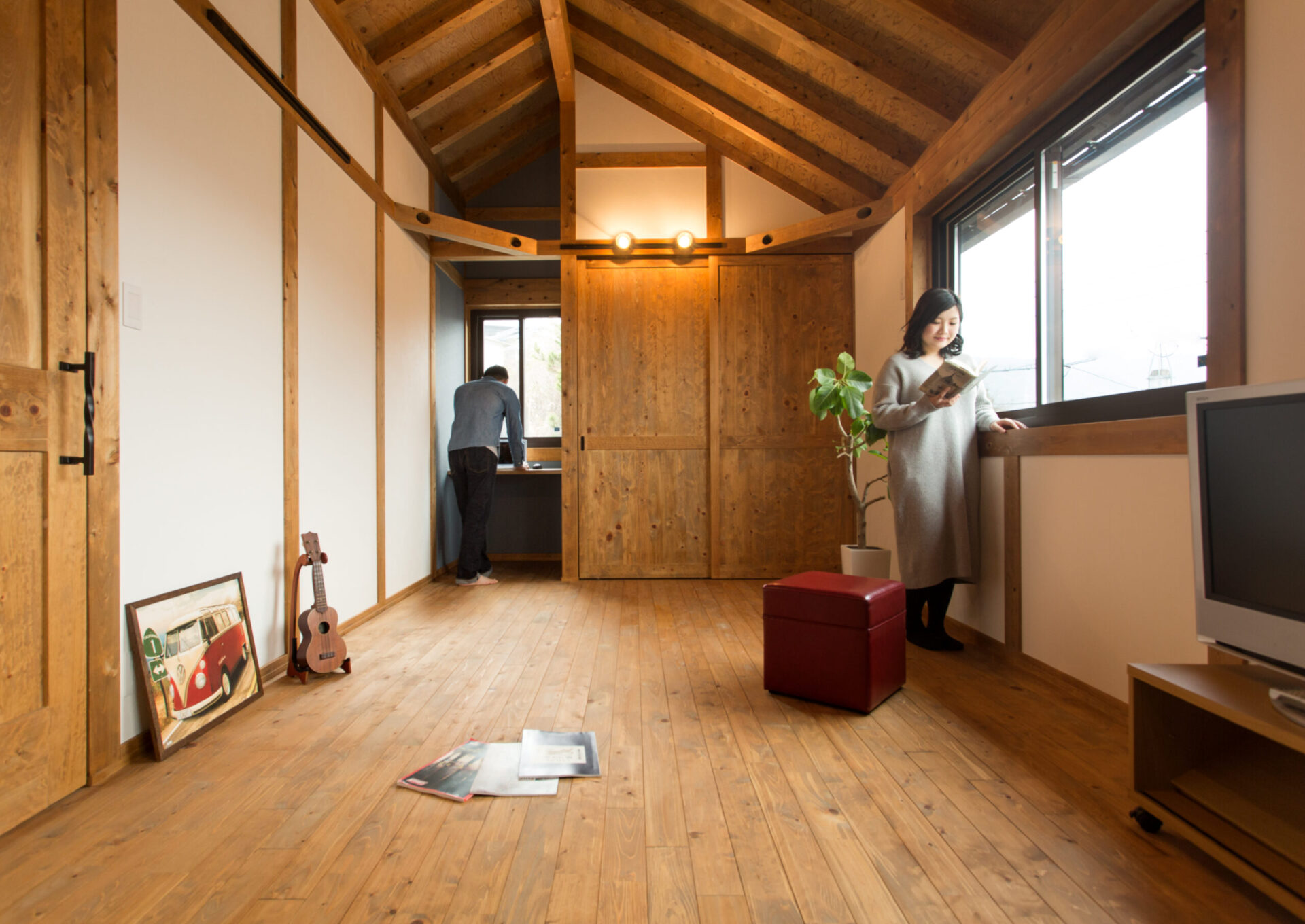 将来仕切りができる子ども部屋。元気な子どもたちが遊ぶ姿を夢見て